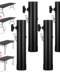 Heavy Duty Adjustable Table Risers Four Pack Foldable Table Leg Extenders in black steel for ergonomic desk height adjustments.