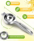 Heavy Duty Lemon Squeezer Juicer Hand Press, Stainless Steel Citrus Extractor with Ergonomic Long Lever and Polish Finish
