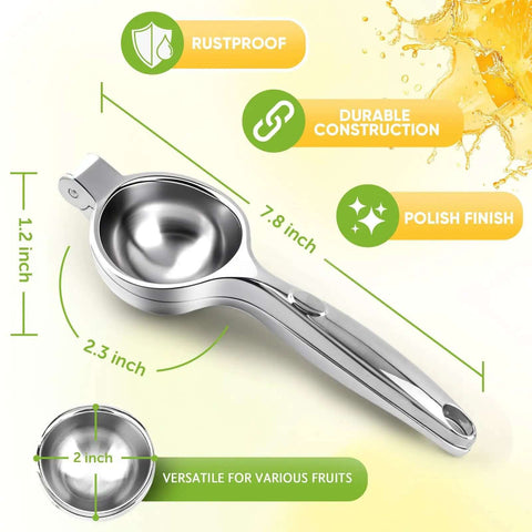 Heavy Duty Lemon Squeezer Juicer Hand Press, Stainless Steel Citrus Extractor with Ergonomic Long Lever and Polish Finish