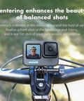Aluminum Alloy Bike Headset and Handlebar Stem Mount for Action Cameras Center Mount on bike with camera attached.
