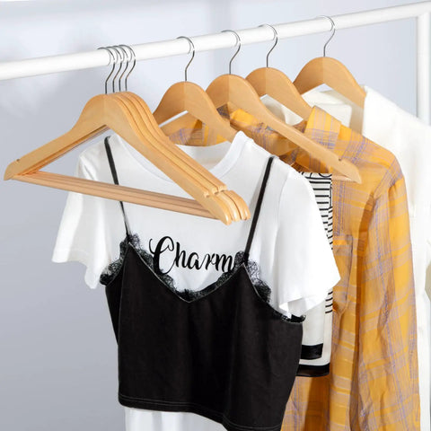 Premium Solid Birch Wood Clothes Hangers 30 Pack Featuring Smooth Ergonomic Shoulders Built Tough To Hold Heavy Winter Gear Straight Up Without Slipping Natural Finish That Really Levels Up Your Closet Game