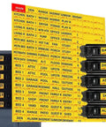 Kick Ass Circuit Breaker Labels Designed To Tame Your Electrical Panel With A Super Solid Grip That Keeps Yellow Markers Secure Indoors Or Outdoors For Hassle Free Home Repair Jobs showing various labeled switches and breakers.