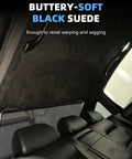 YOKKIP Black Suede Headliner Fabric, foam-backed auto headliner installed inside car