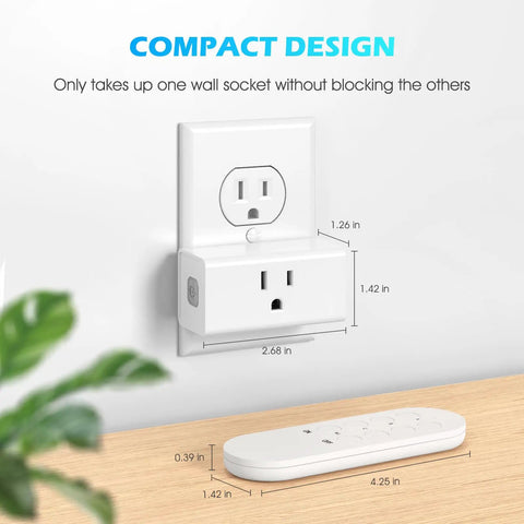 Four Outlet Remote Control Power Strip With One Remote 15A Wireless Light Switch For Household Appliances Long Range RF Up To 260 Feet Through Walls FCC Certified ETL Listed Plug And Play Convenience compact wall outlet, remote