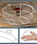 Lockdown Fire Sprinkler Head Guard Cover Badass Heavy Duty Stainless Steel Protector Cage For Warehouse Basement Garage Home Gym 7 X 2.6 Inch Rust Resistant Top Shelf Quality Boss Level Damage Prevention Sleek Durable Build For Any Space, mounted on a ceiling.