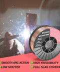 Welder using 0.030 Inch 33 Pound MIG Welding Wire For Carbon Steel On ABS Spool ER70S6 Grade with sparks flying
