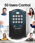 Image of a Keyless Entry Electronic Deadbolt Lock With Keypad Black 50 User Codes Alarm Auto Lock Battery Indicator.