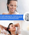 81428 Tub And Shower Knob Replacement Kit For Price Pfister Verve Tub And Shower Handle Chrome Finish next to person enjoying shower
