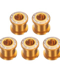 Five Pack M8 Aluminum Alloy Chainring Bolts For Road And Mountain Bikes, Double Chainring Bolts Nuts, gold anodized finish