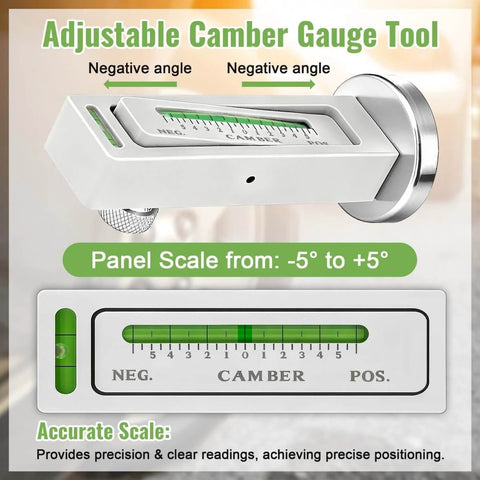 Two Pack Magnetic Camber Alignment Tools Universal Adjustable Camber Caster Gauge With Magnetic Base showing scale -5° to +5°.