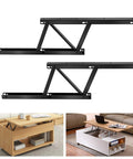 Hefty Black Steel Coffee Table Lift Top Hinge Pair featuring smooth glide mechanism, heavy-duty design for easy DIY installation.