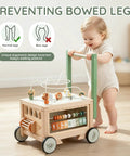 Rock Solid Wooden Baby Walker With Interactive Activity Cube Built Tough For Toddler First Steps, ergonomic design for posture.