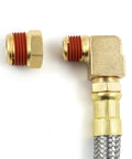 Extended Tank Drain Valve Kit For Air Compressors With 10 Inch Drain Hose, 1 Quarter Inch NPT, Brass Adapter, Braided Steel