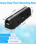 Beefy Mini Split Floor Mount Base For Outdoor Air Conditioners 9,000-36,000 BTU With Anti Vibration Feet, dimensions shown.