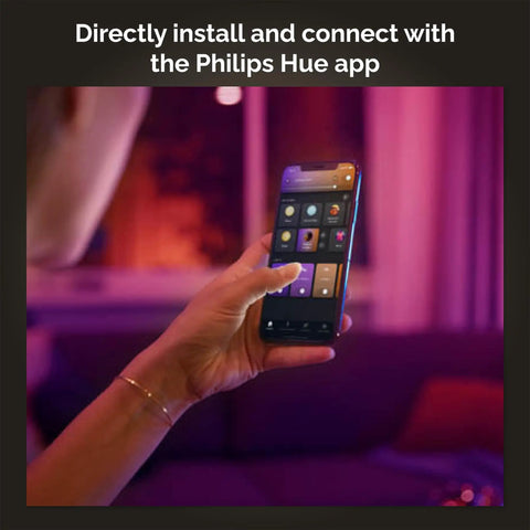 Person using phone app to control Smart Portable Dimmable Table Lamp For Indoor And Outdoor Use With Color Changing LED Ambiance