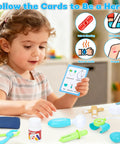 Child playing with Kids Doctor Kit With Real Stethoscope And Storage Bag, 28 Piece Pretend Play Medical Toy For Girls And Boys