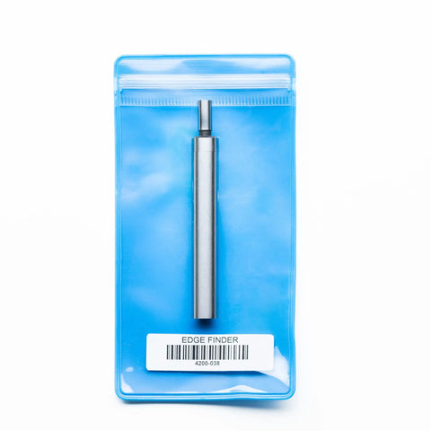 Industrial Grade Mechanical Edge Finder Featuring .200-Inch Tactile Contact Tip And 3/8-Inch Shank in packaging.