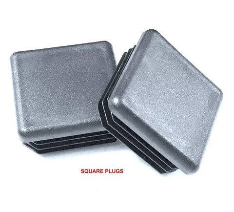 Rock Solid Pack Of Four 1.5 Inch Square Black Plastic Tubing Plugs With Grippy Ribbed Inserts For No Fuss Slide Placement On Fencing Posts Furniture Glides And Gym Equipment Covers - close-up view