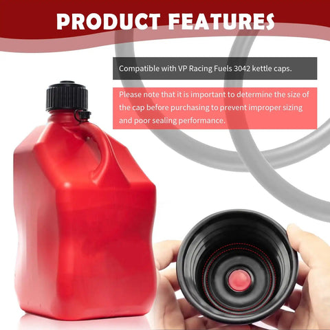10 Piece Rubber O Ring Kit For Racing Fuel Jugs Sealing And Gasket Set with red jug and black cap detail