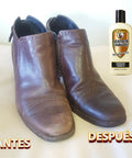 Leather boots before and after using Leather Conditioner With Deep Nourishing Moisturizers And Natural Waxes To Restore Dried Leather