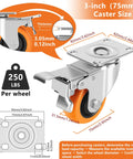 Heavy Duty 3 Inch Caster Wheels Set Of 4 With Dual Pedal Locks And On Off Tabs Swivel Plate Casters diagram