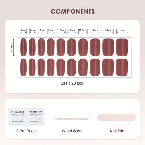 Semi Cured Gel Nail Strips Real Gel Nail Polish UV Wraps For Brittle Nails Long Lasting Easy Peel Off Removal Hema Free 20 Piece