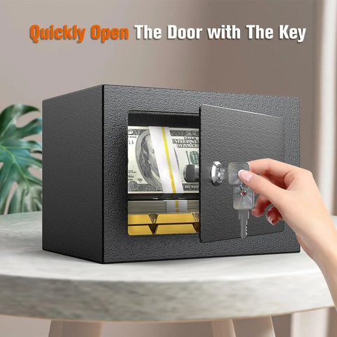 Hand opening Small Safe Box With Key Lock And Coin Slot For Cash Jewelry And Coins Beefy Steel Security Deposit Box For Home Or Office