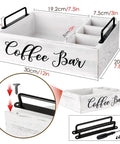 Wooden Coffee Station Organizer For Countertop With White Finish Farmhouse Style Coffee Bar Holder And K Cup Pod Storage Basket