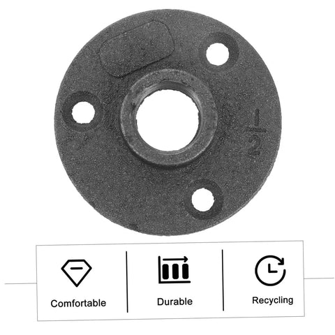 Decorative Floor Flange Set Of 10 Malleable Iron Fittings For DIY Projects And Vintage Home Decor, single flange front view