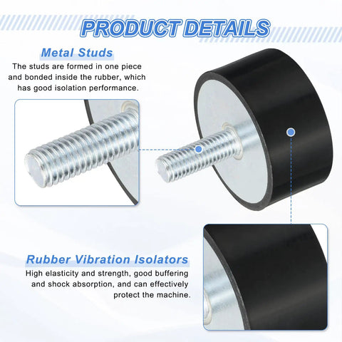 Close-up view of Badass M10 Thread Rubber Vibration Isolators And Shock Absorber Mounts with metal studs, showcasing durable rubber material.