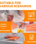 Three 8 Inch By 50 Foot Vacuum Sealer Rolls For Food Storage, Sous Vide And Meal Prep, compatible with sealer, vacuum-packed meat