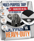 Beefy 16 Mil Extra Thick Tarp Waterproof Poly Tarpaulin 12 By 20 Feet With UV Resistant Coating And Grommets Every 18 Inches 