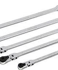 Five Piece Metric REV Lock Wrench Set with Offset Box Ends, Extra Long Spline, 180 Degree Flex Heads displayed in foam tray
