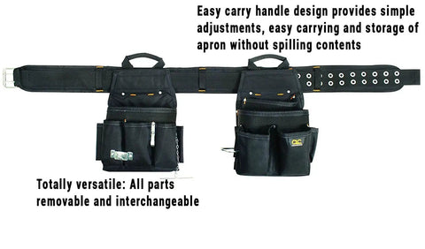 Electrician's Tool Belt Kit, 3 Piece Combo With 20 Pockets, Adjustable Black Pro Grade Utility Belt With Easy Carry Handle and Removable Pockets
