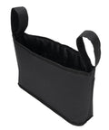 Black Golf Push Cart Accessory Bag with 12 Pockets, showing interior compartments and durable Oxford material.