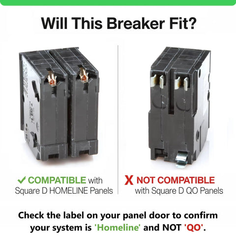 HOM250 50 Amp Double Pole Circuit Breaker Kit For Homeline Panels Genuine OEM Quality Perfect For Your Home Wiring Upgrades Easy Install Rock Solid Thermal Magnetic Protection, compatible with Square D Homeline panels