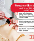 Front view of Ever Ready First Aid Berman Oral Airway kit; red curved airway near a CPR mannequin mouth; ER logo.