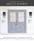 Diagram showing placement of Textured Black 12 Inch Outdoor Wall Sconce Cylinder Exterior LED Light 1 Light Front Porch Fixture on house wall.