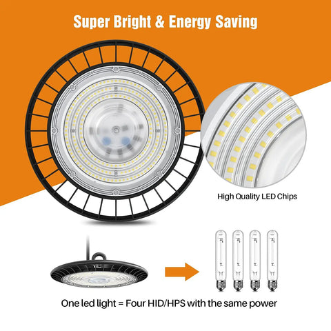 Super Bright 150W LED High Bay Shop Lights Putting Out 19500 Lumens Of 5000K Daylight Perfect For Warehouses Gyms And Garages