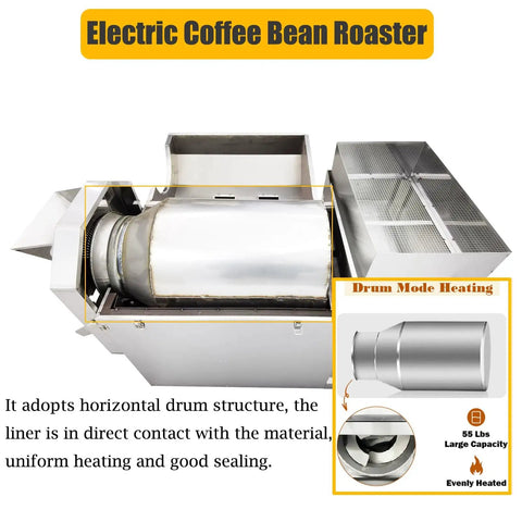 Industrial 55 Pound Coffee Bean Roaster Pro Grade Electric Stainless Steel Roaster Machine For Coffee And Nuts 220V 6.5KW