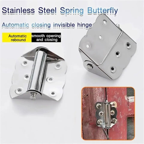 Heavy Duty Stainless Steel Butterfly Hinge Set With Automatic Soft Close Springs for flush mount doors and windows.