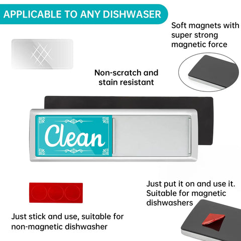 Dishwasher Clean Dirty Sign Magnet With Strong Magnetic Hold Green And Blue No Scratch Slide Tab For Kitchen Home Apartment And Farmhouse Decor Easy Glance Indicator on a dishwasher surface