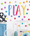 Kid Friendly Playroom Polka Dots Wall Decals Peel And Stick Watercolor Signs For Nursery Preschool Decor in children's room