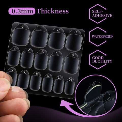 600 Pieces Press On Nail Adhesive Tabs Set With 15 Sizes For Perfect Fit No Glue Needed Easy On Wear Clear And Yellow Finish