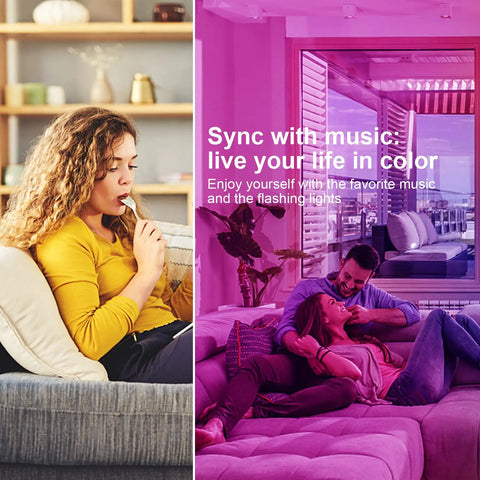Smart WiFi LED Strip Lights For Bedroom 100ft RGB Color Changing Rope Lights With Music Sync App Control in living room scene