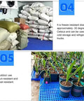 Interlocking Plastic Pallets For Basement Storage And Garage Organization Lightweight Reusable Polyethylene Pallets with bags and plants