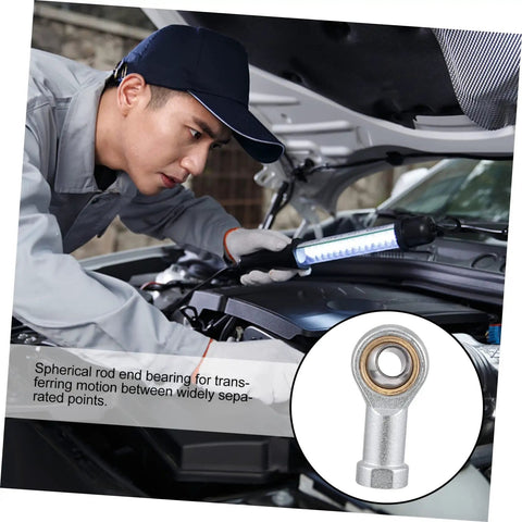 Four Pack Spherical Rod End Bearings With Female Thread For Pneumatic Equipment And Machinery Low Noise High Strength Copper Race And Hardened Steel Ball Durable For Power Tools Packaging Food Machinery Printing; mechanic inspecting engine compartment
