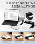 Travel Ready Portable Bluetooth Thermal Printer For On The Go, Inkless N80 Wireless Printer with iPad and printed document