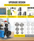 Upgrade design of Heavy Duty 7X14 Mini Benchtop Metal Lathe Machine 550W Variable Speed Motor with accessories and gears.