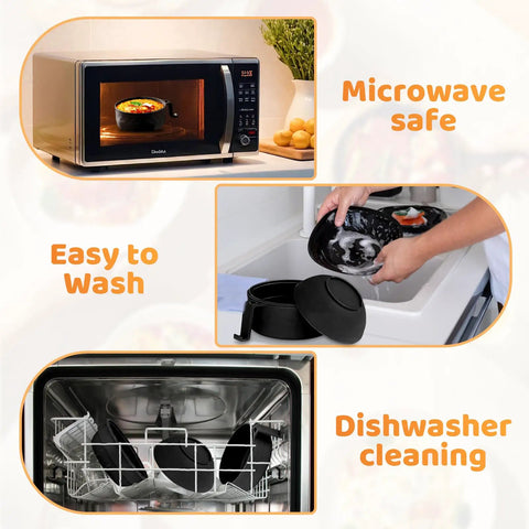 New 3 In 1 Microwave Ramen Cooker Bowl With Lid For Instant Soup Pasta And Rice Maker, Essential Dorm Room Kitchen Gadget in use